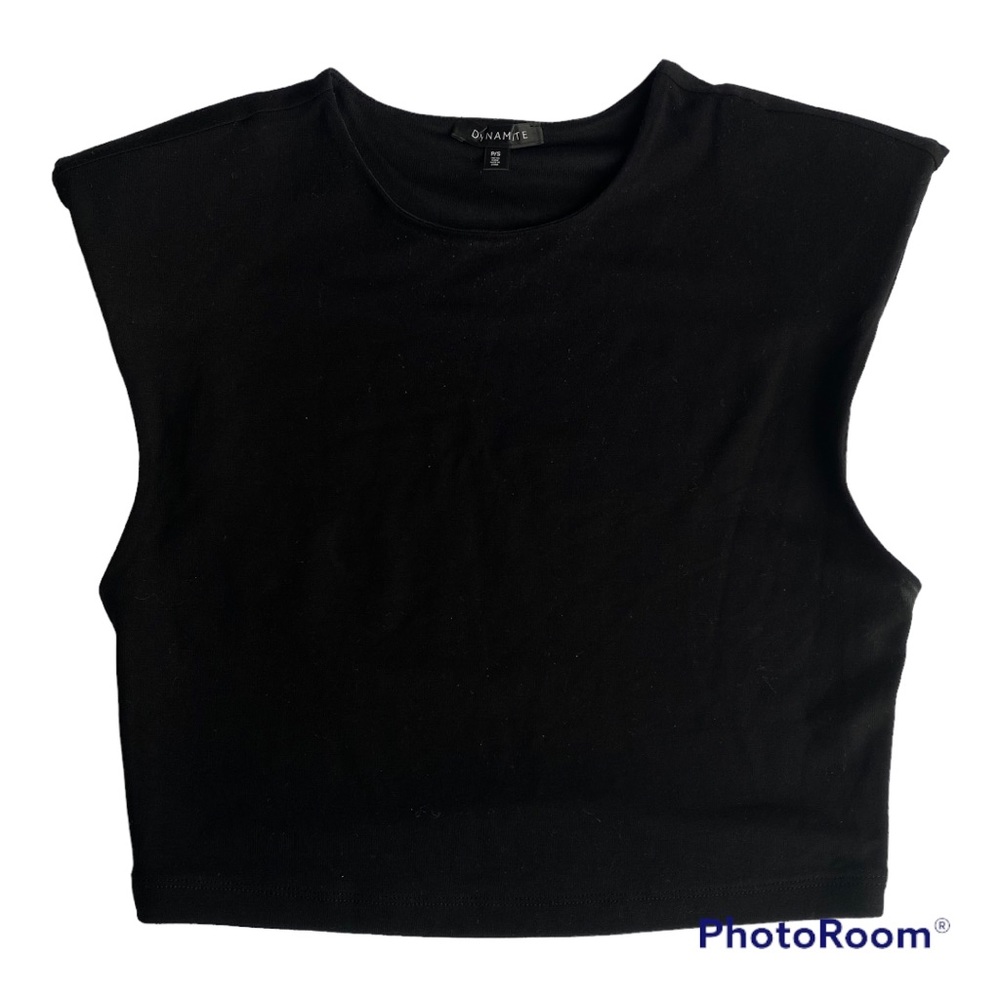 BLACK CROPPED MUSCLE TANK / SIZE S * - Picture 4 of 4